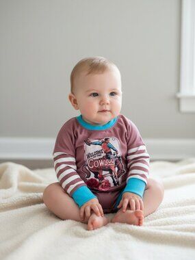 Baby Western Cowboy Ranch Onesie Pink Cowgirl Roses Boutique Outfit